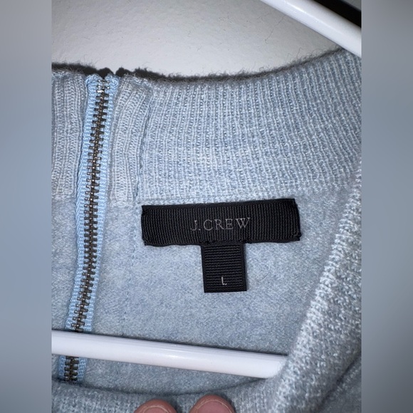 J.Crew 100% Merino Wool Back-Zipped Crewneck Sweater in Light Blue - Size Large - Picture 3 of 12